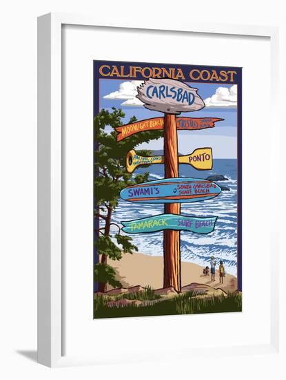 Carlsbad, California - Destination Sign-Lantern Press-Framed Art Print