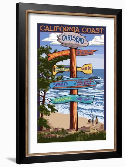 Carlsbad, California - Destination Sign-Lantern Press-Framed Art Print