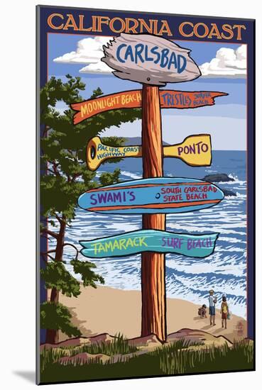 Carlsbad, California - Destination Sign-Lantern Press-Mounted Art Print