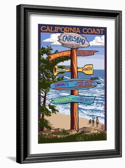 Carlsbad, California - Destination Sign-Lantern Press-Framed Art Print