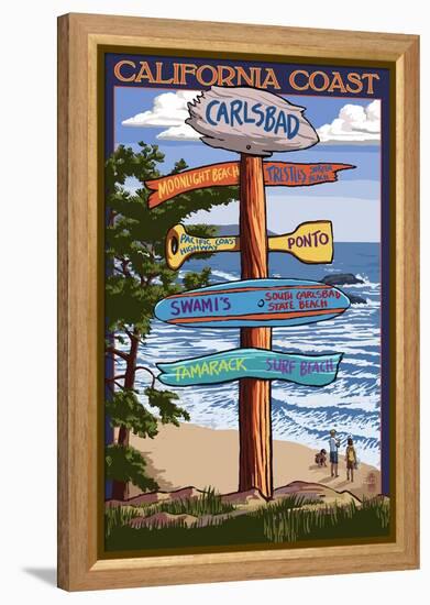 Carlsbad, California - Destination Sign-Lantern Press-Framed Stretched Canvas