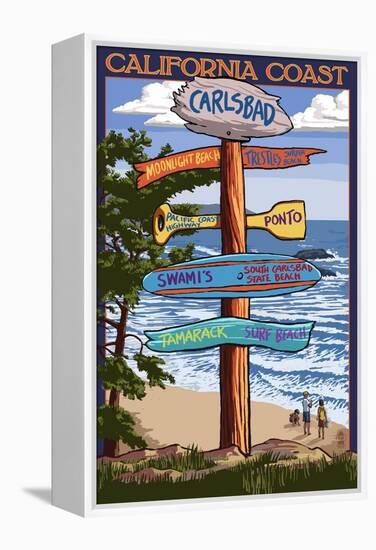 Carlsbad, California - Destination Sign-Lantern Press-Framed Stretched Canvas