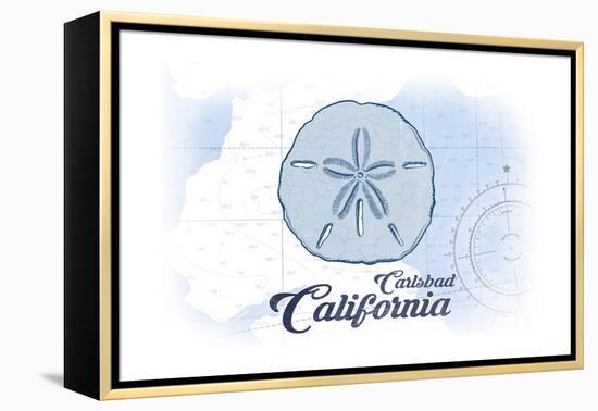 Carlsbad, California - Sand Dollar - Blue - Coastal Icon-Lantern Press-Framed Stretched Canvas