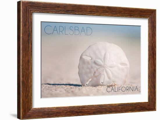 Carlsbad, California - Sand Dollar on Beach-Lantern Press-Framed Art Print