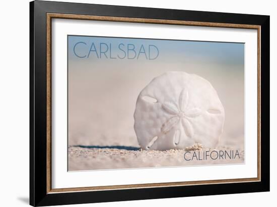 Carlsbad, California - Sand Dollar on Beach-Lantern Press-Framed Art Print