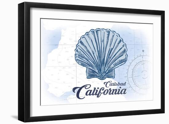 Carlsbad, California - Scallop Shell - Blue - Coastal Icon-Lantern Press-Framed Art Print