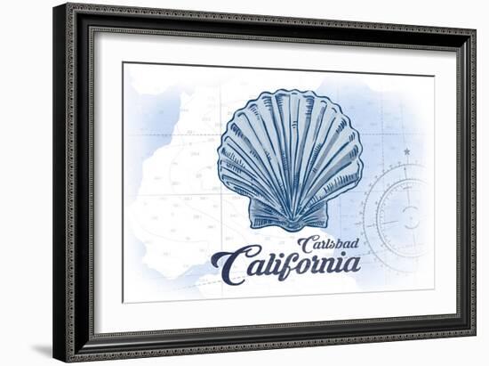 Carlsbad, California - Scallop Shell - Blue - Coastal Icon-Lantern Press-Framed Art Print