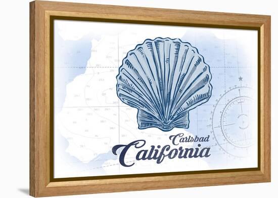 Carlsbad, California - Scallop Shell - Blue - Coastal Icon-Lantern Press-Framed Stretched Canvas