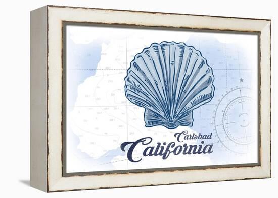 Carlsbad, California - Scallop Shell - Blue - Coastal Icon-Lantern Press-Framed Stretched Canvas