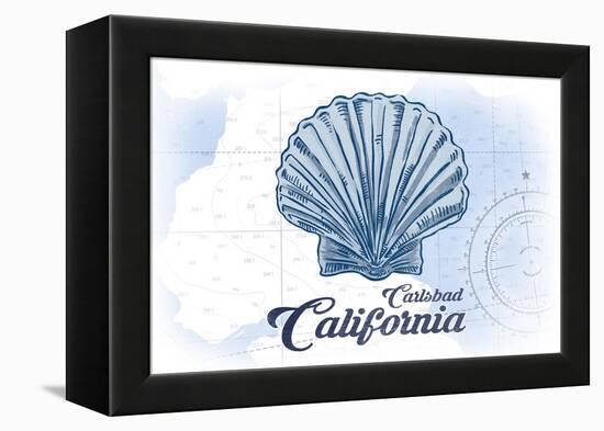 Carlsbad, California - Scallop Shell - Blue - Coastal Icon-Lantern Press-Framed Stretched Canvas