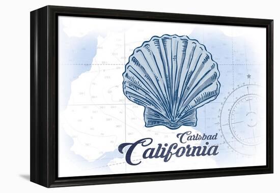 Carlsbad, California - Scallop Shell - Blue - Coastal Icon-Lantern Press-Framed Stretched Canvas