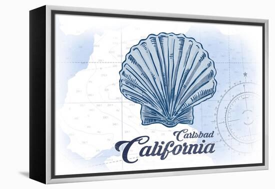 Carlsbad, California - Scallop Shell - Blue - Coastal Icon-Lantern Press-Framed Stretched Canvas