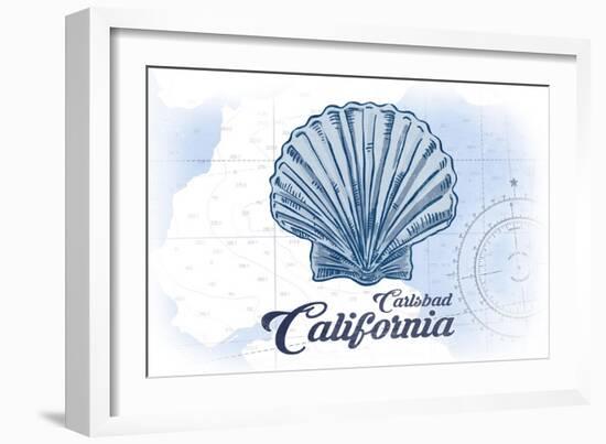 Carlsbad, California - Scallop Shell - Blue - Coastal Icon-Lantern Press-Framed Premium Giclee Print