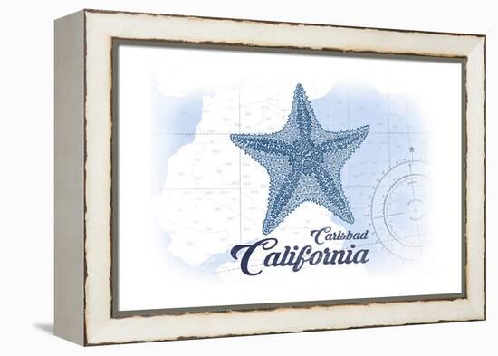 Carlsbad, California - Starfish - Blue - Coastal Icon-Lantern Press-Framed Stretched Canvas