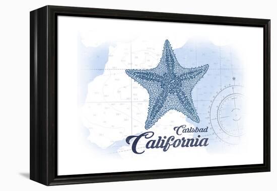 Carlsbad, California - Starfish - Blue - Coastal Icon-Lantern Press-Framed Stretched Canvas