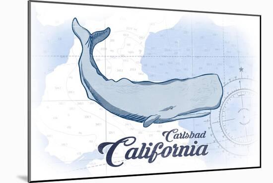 Carlsbad, California - Whale - Blue - Coastal Icon-Lantern Press-Mounted Art Print