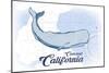 Carlsbad, California - Whale - Blue - Coastal Icon-Lantern Press-Mounted Art Print