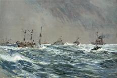 United States War-Ships in a Blow-Squally Weather Off the Cuban Coast-Carlton T. Chapman-Framed Premier Image Canvas