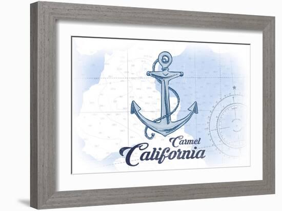 Carmel, California - Anchor - Blue - Coastal Icon-Lantern Press-Framed Art Print