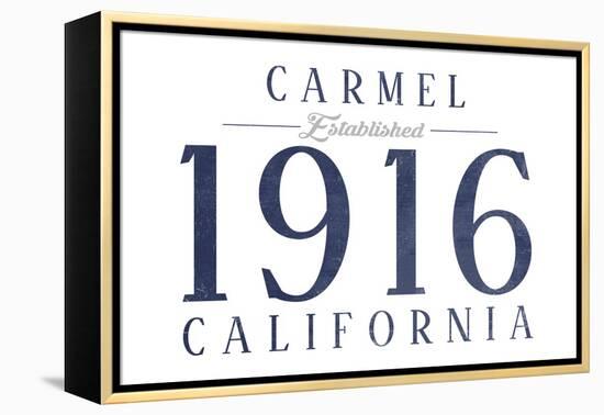 Carmel, California - Established Date (Blue)-Lantern Press-Framed Stretched Canvas