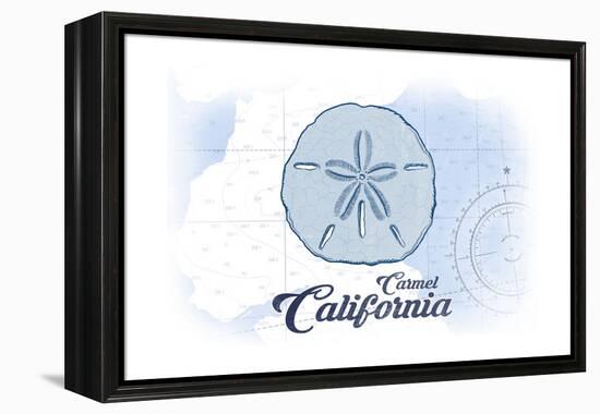 Carmel, California - Sand Dollar - Blue - Coastal Icon-Lantern Press-Framed Stretched Canvas