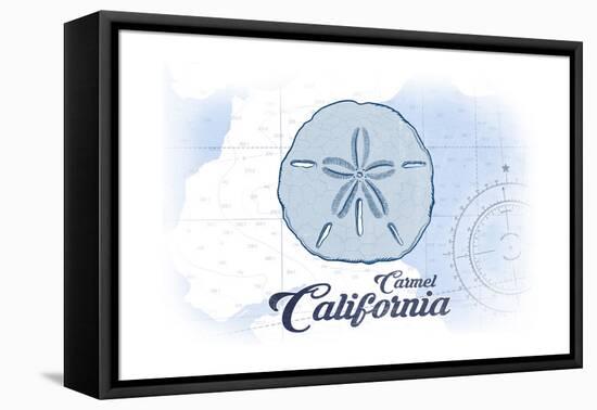 Carmel, California - Sand Dollar - Blue - Coastal Icon-Lantern Press-Framed Stretched Canvas
