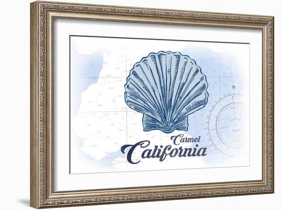 Carmel, California - Scallop Shell - Blue - Coastal Icon-Lantern Press-Framed Art Print