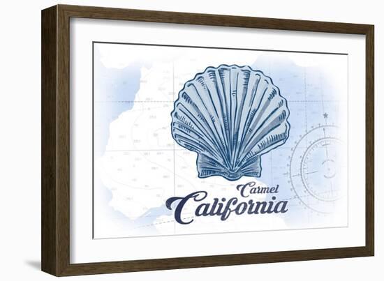 Carmel, California - Scallop Shell - Blue - Coastal Icon-Lantern Press-Framed Art Print