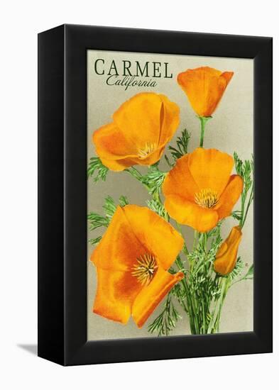 Carmel, California - State Flower - Poppy Flowers-Lantern Press-Framed Stretched Canvas