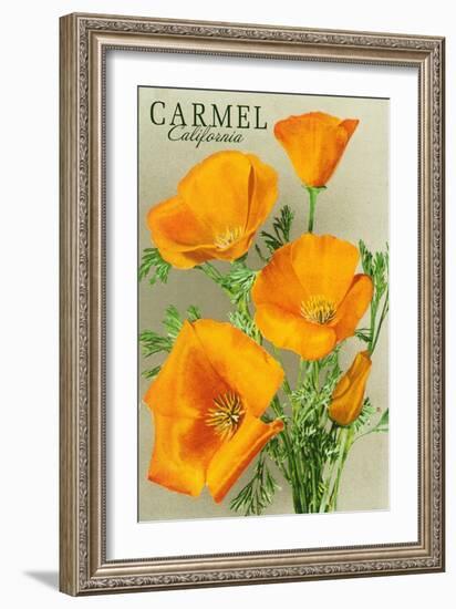 Carmel, California - State Flower - Poppy Flowers-Lantern Press-Framed Art Print