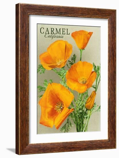 Carmel, California - State Flower - Poppy Flowers-Lantern Press-Framed Art Print