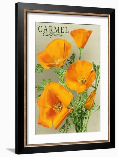 Carmel, California - State Flower - Poppy Flowers-Lantern Press-Framed Art Print