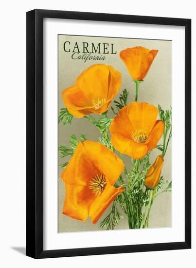 Carmel, California - State Flower - Poppy Flowers-Lantern Press-Framed Art Print