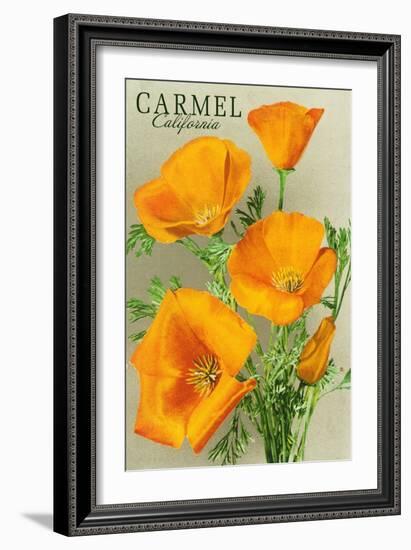 Carmel, California - State Flower - Poppy Flowers-Lantern Press-Framed Art Print