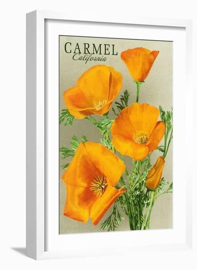 Carmel, California - State Flower - Poppy Flowers-Lantern Press-Framed Premium Giclee Print