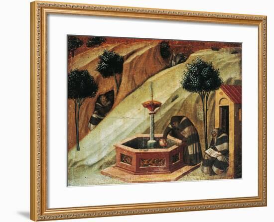 Carmelite Draws Water from Spring of Prophet Elijah-null-Framed Giclee Print