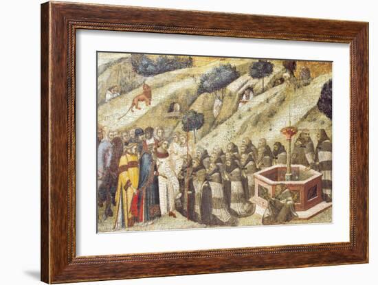 Carmelites Praying, Detail from Dais of Carmine Altarpiece-Pietro Lorenzetti-Framed Giclee Print