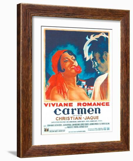 Carmen, French poster, Viviane Romance, Jean Marais, 1945-null-Framed Art Print