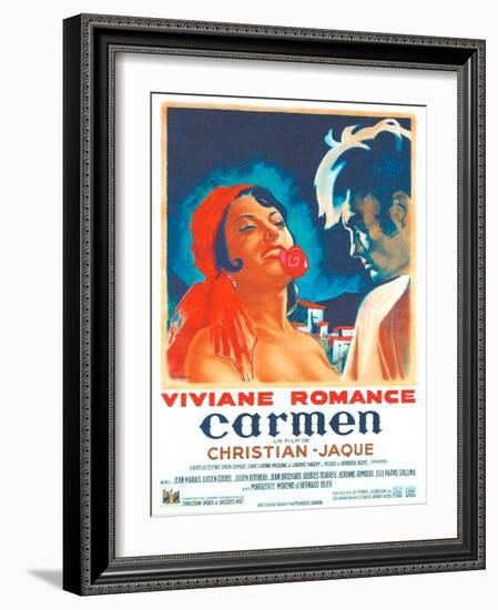 Carmen, French poster, Viviane Romance, Jean Marais, 1945-null-Framed Art Print