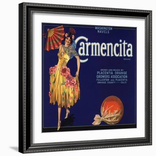 Carmencita Brand - Fullerton, California - Citrus Crate Label-Lantern Press-Framed Art Print