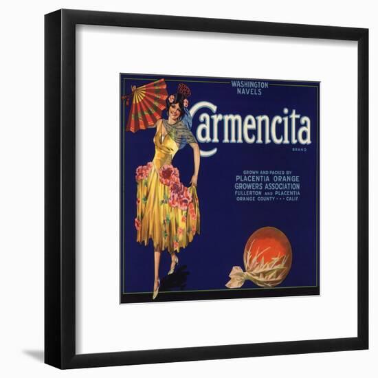 Carmencita Brand - Fullerton, California - Citrus Crate Label-Lantern Press-Framed Art Print