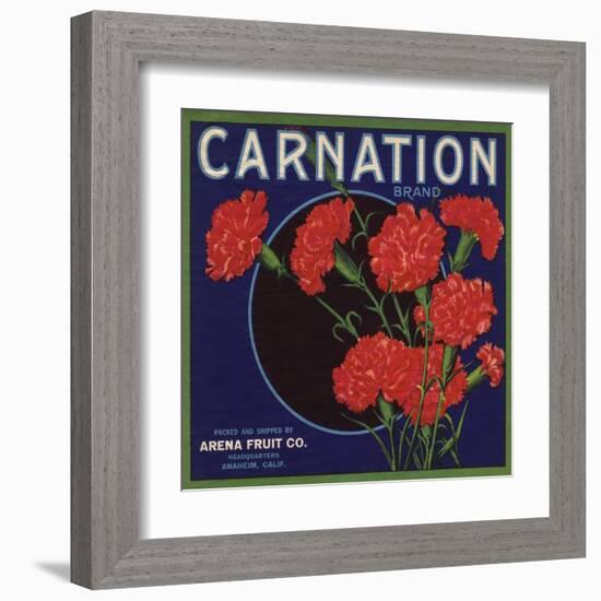 Carnation Brand - Anaheim, California - Citrus Crate Label-Lantern Press-Framed Art Print