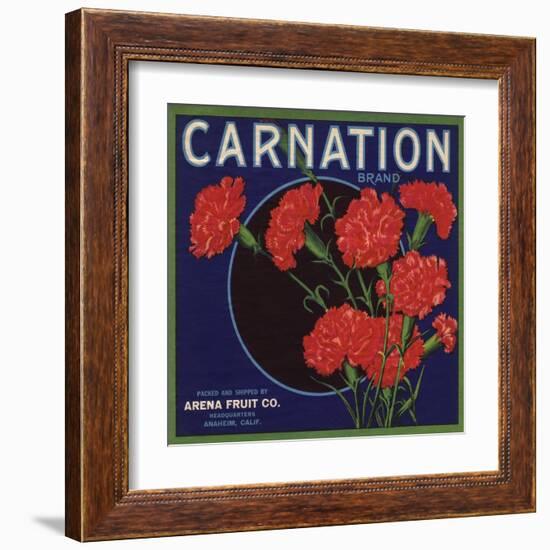 Carnation Brand - Anaheim, California - Citrus Crate Label-Lantern Press-Framed Art Print