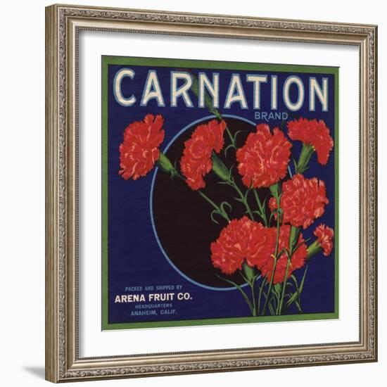 Carnation Brand - Anaheim, California - Citrus Crate Label-Lantern Press-Framed Art Print