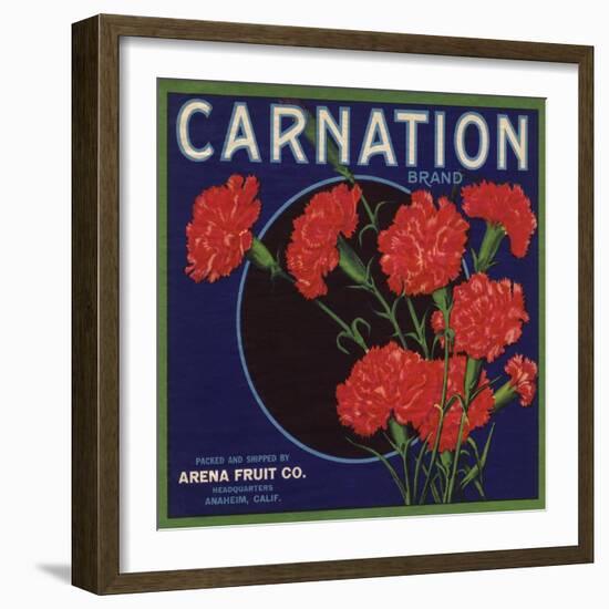 Carnation Brand - Anaheim, California - Citrus Crate Label-Lantern Press-Framed Art Print