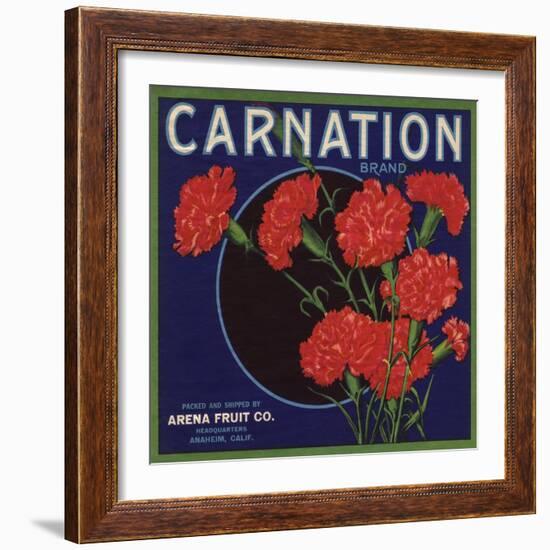 Carnation Brand - Anaheim, California - Citrus Crate Label-Lantern Press-Framed Art Print