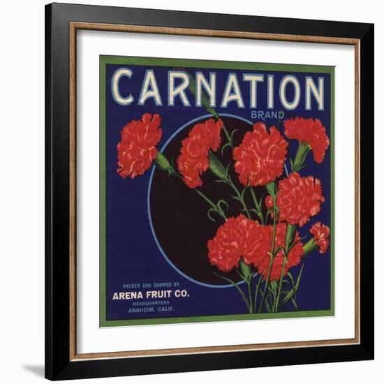 Carnation Brand - Anaheim, California - Citrus Crate Label-Lantern Press-Framed Art Print