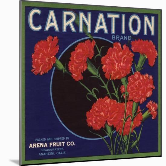 Carnation Brand - Anaheim, California - Citrus Crate Label-Lantern Press-Mounted Art Print