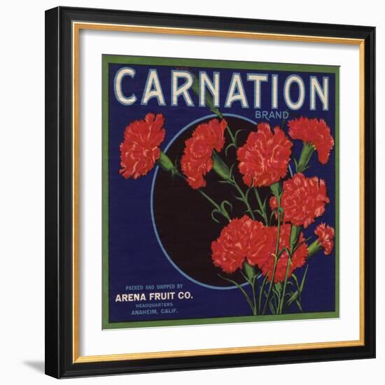 Carnation Brand - Anaheim, California - Citrus Crate Label-Lantern Press-Framed Art Print