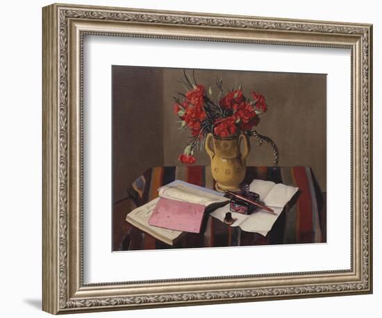 Carnations and Account Books-Edgar Degas-Framed Giclee Print